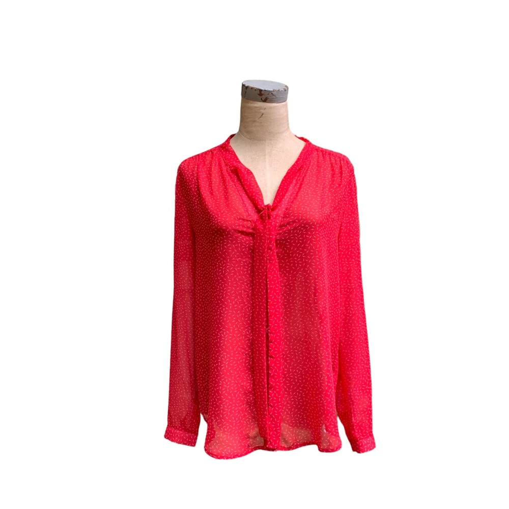 Urban Outfitters Bow Tie Blouse coincidence & chance Red White Dot Small S - Picture 3 of 15